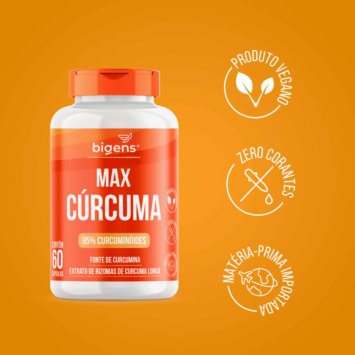 Max Cúrcuma | 130mg de Cúrcumina 60 Cápsulas - Bigens