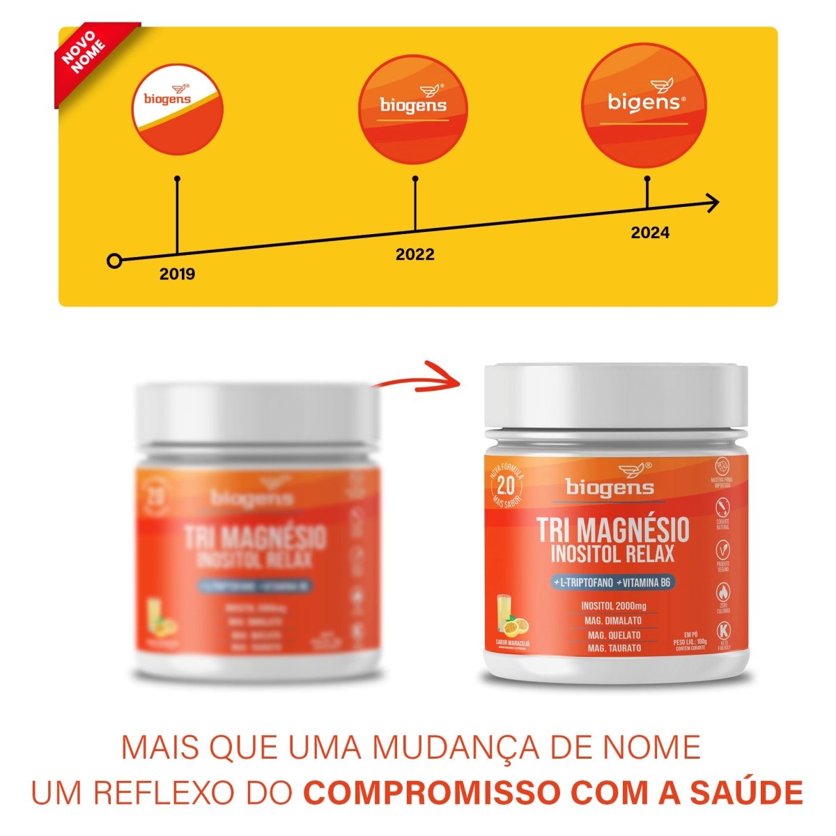 Tri Magnésio Inositol Maracujá | Triptofano + Vitamina B6 180g - Bigens