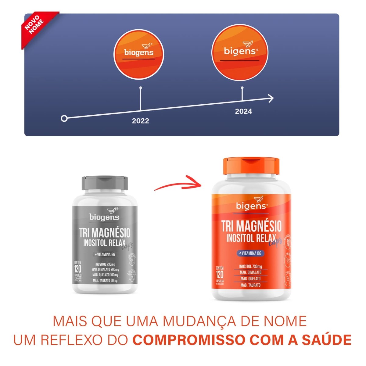 Tri Magnésio Inositol Relax | + Vitamina E 120 Cápsulas - Bigens