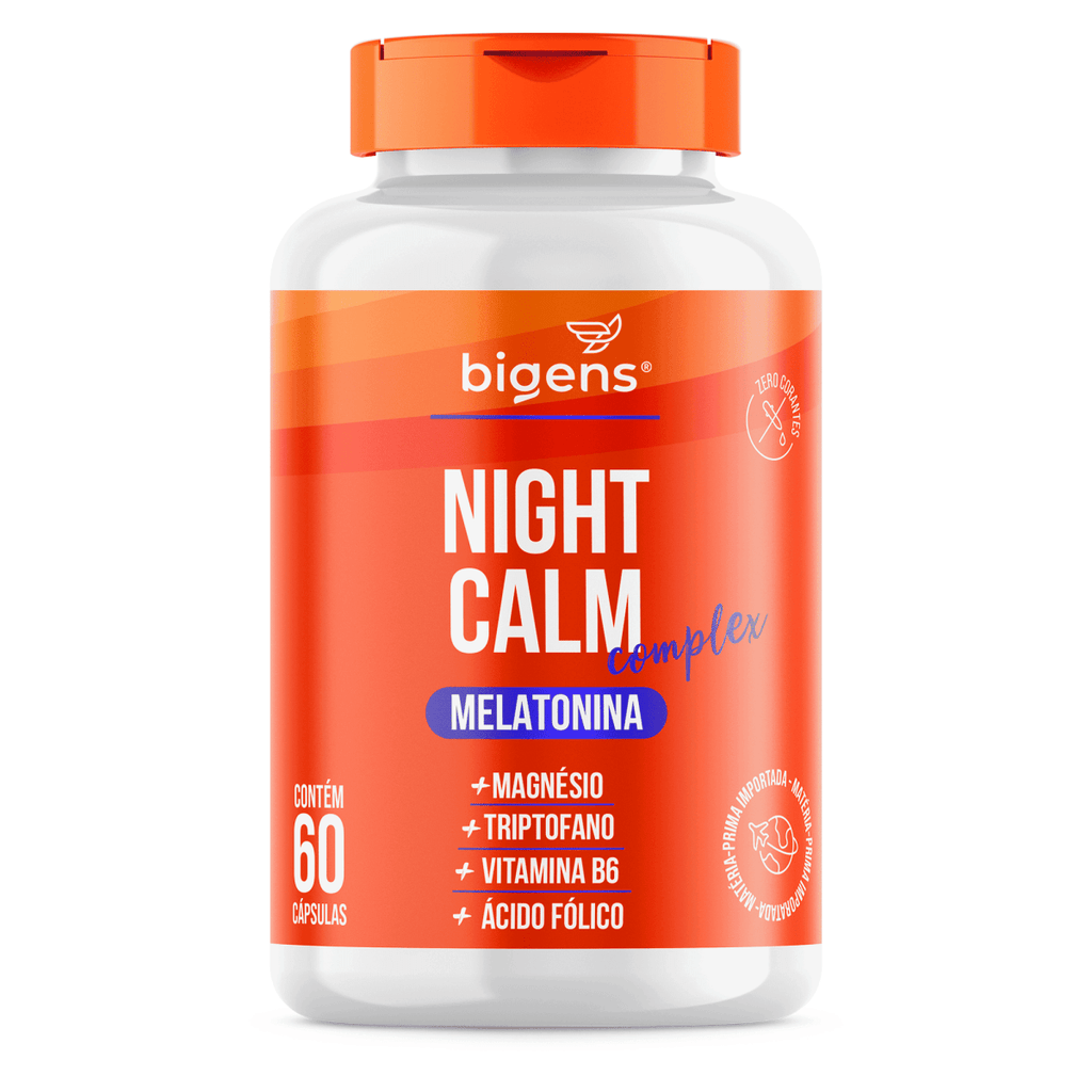 Night Calm Complex | Melatonina + Magnésio + Triptofano + Vit. B6 e B9 60 Cápsulas - Bigens